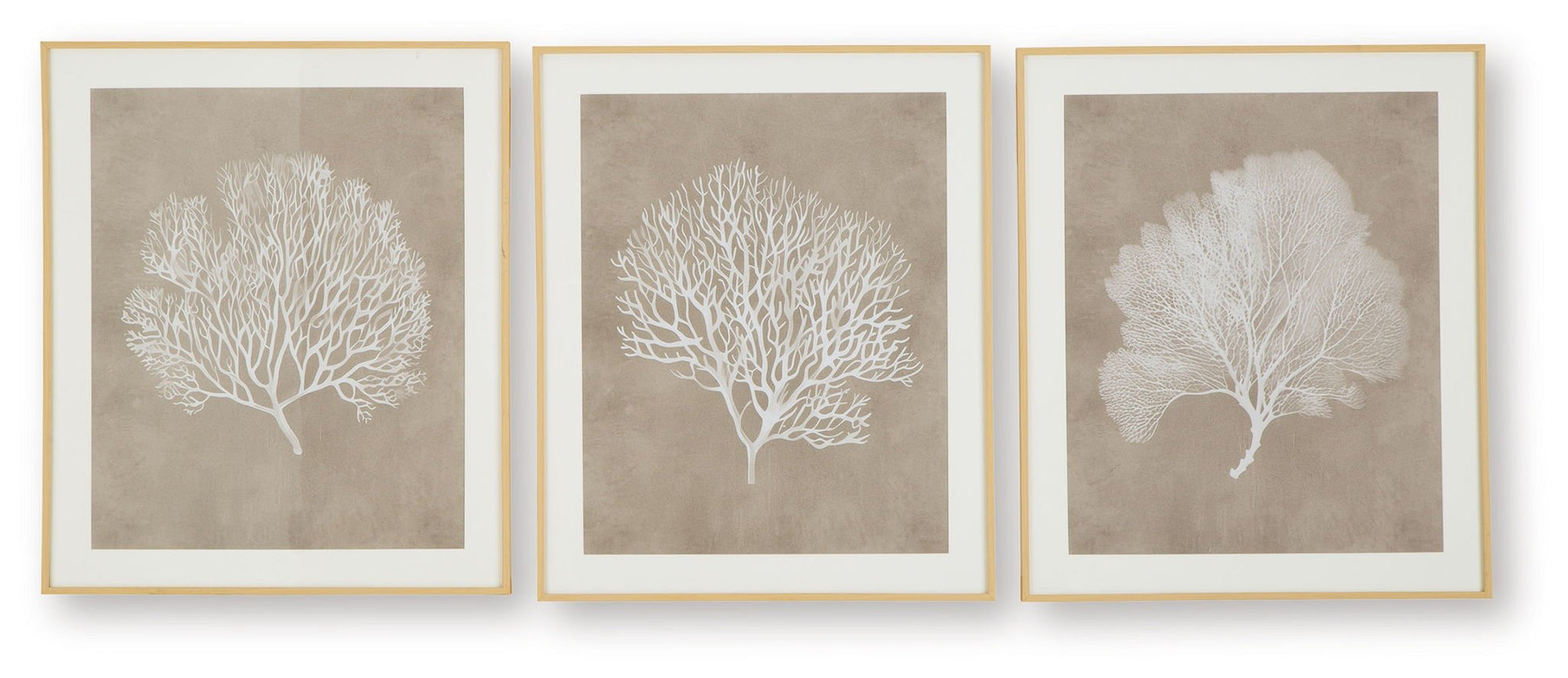 Hendridge - Taupe / White - Wall Art Set (Set of 3) - Hornell Furniture Outlet