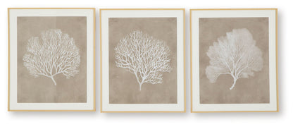 Hendridge - Taupe / White - Wall Art Set (Set of 3) - Hornell Furniture Outlet