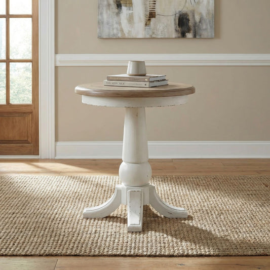 Turnberry Park - Round End Table - Washed White - Hornell Furniture Outlet