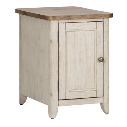 Farmhouse Reimagined - Door Chair Side Table With Charging Station - White - Hornell Furniture Outlet
