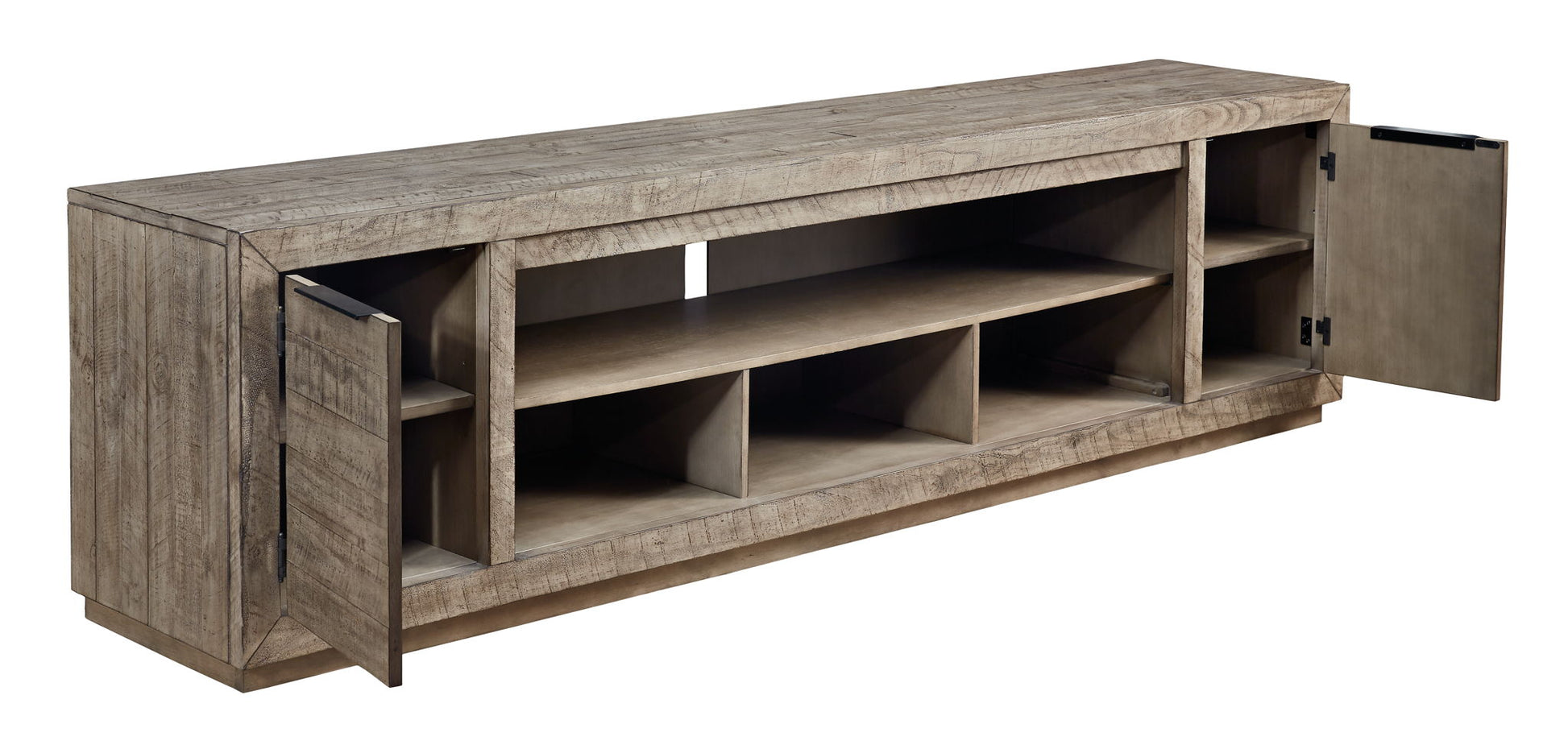 Krystanza - Weathered Gray - XL TV Stand w/Fireplace Option - Hornell Furniture Outlet