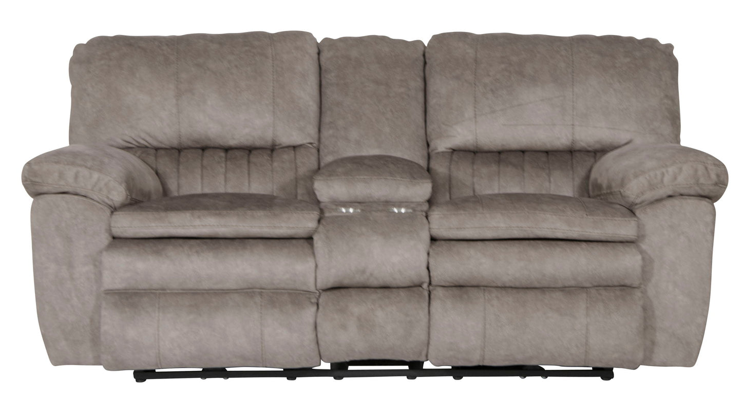 Reyes - Lay Flat Reclining Console Loveseat With Storage & Cupholders - Hornell Furniture Outlet