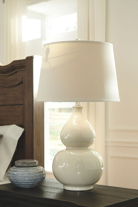 Saffi - Cream - Ceramic Table Lamp - Hornell Furniture Outlet