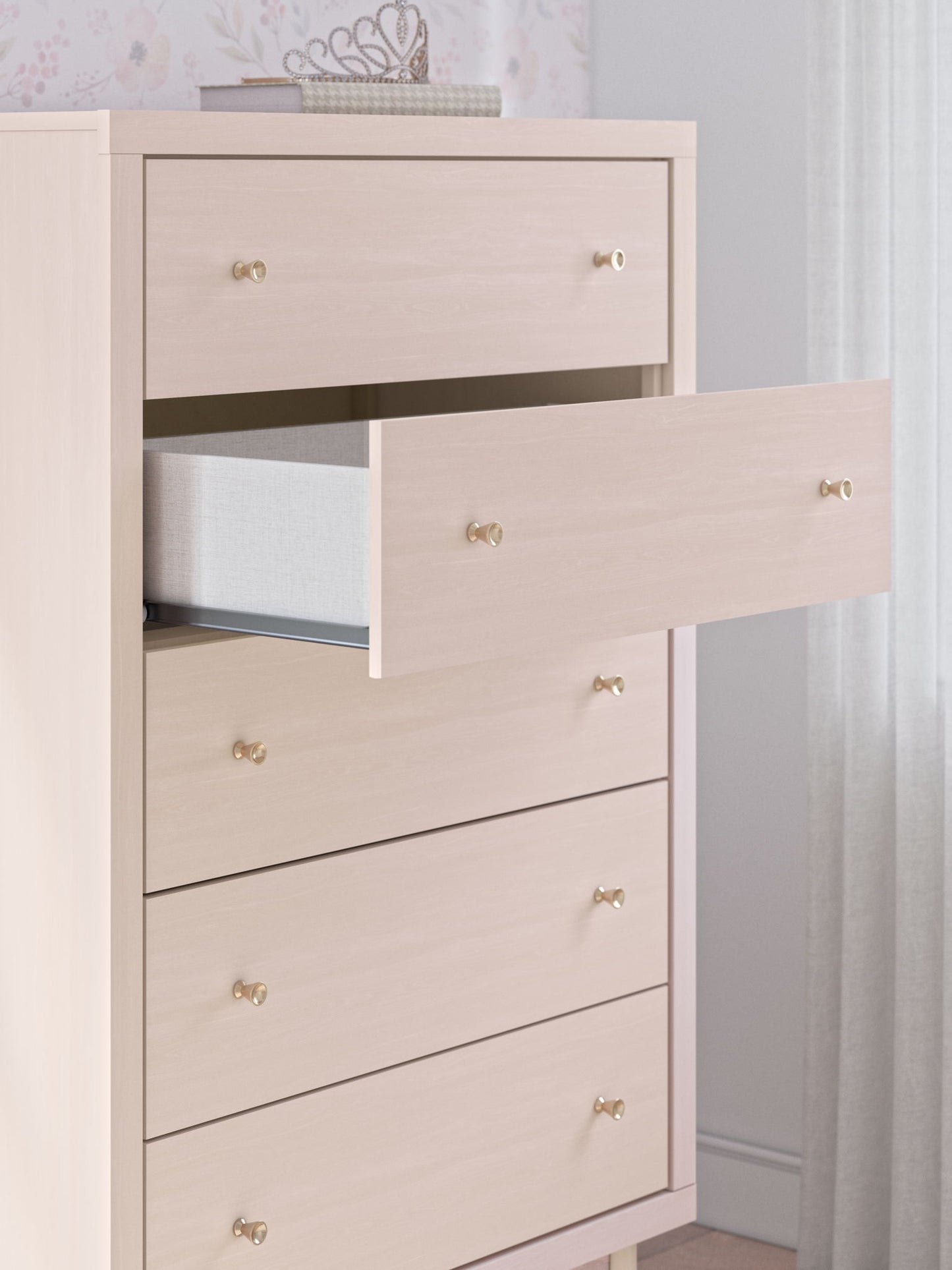 Wistenpine - Blush - Five Drawer Chest - Hornell Furniture Outlet