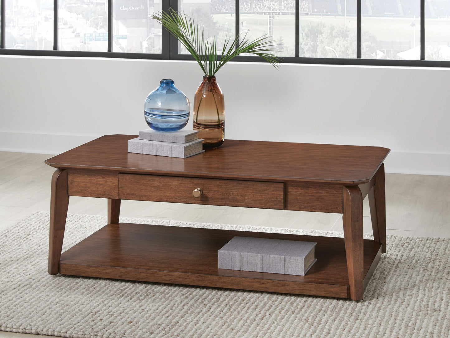 Trenmour - Rectangular Cocktail Table - Medium Brown - Hornell Furniture Outlet