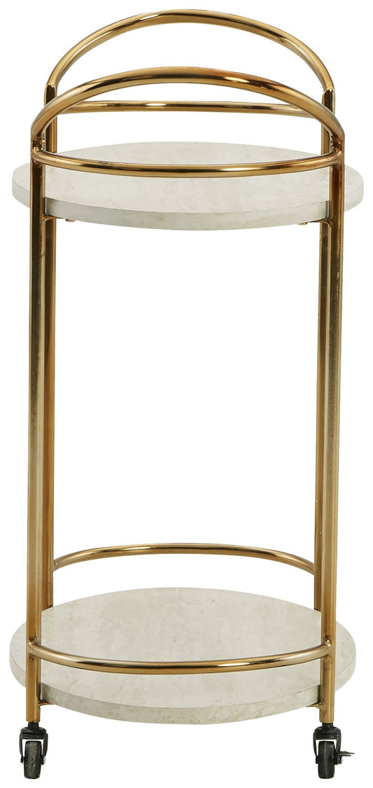 Tarica - Cream / Gold Finish - Bar Cart - Hornell Furniture Outlet