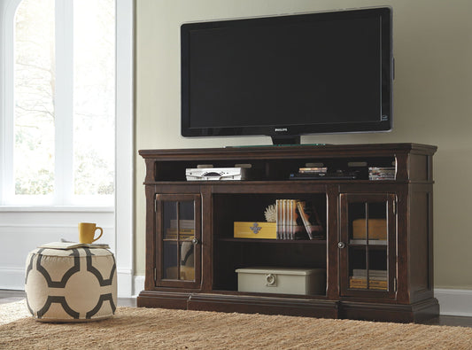Roddinton - Dark Brown - 2 Pc. - 74" TV Stand with Electric Infrared Fireplace Insert - Hornell Furniture Outlet