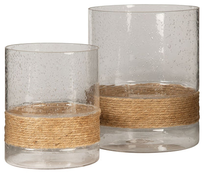 Eudocia - Clear - Candle Holder Set (Set of 2) - Hornell Furniture Outlet