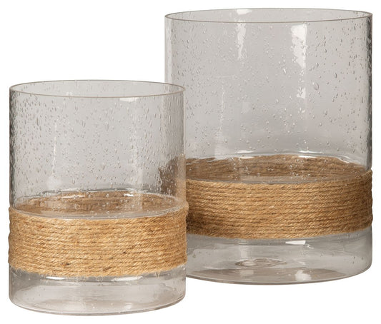 Eudocia - Clear - Candle Holder Set (Set of 2) - Hornell Furniture Outlet