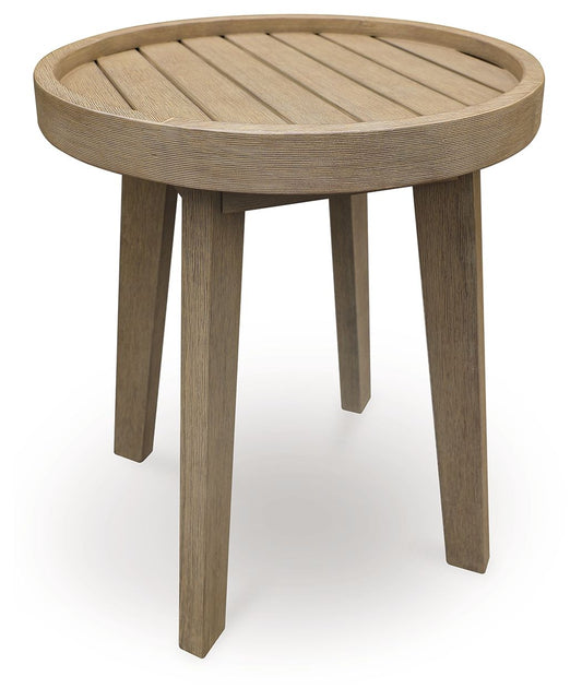 Marina Sun - Beige - Round End Table - Hornell Furniture Outlet