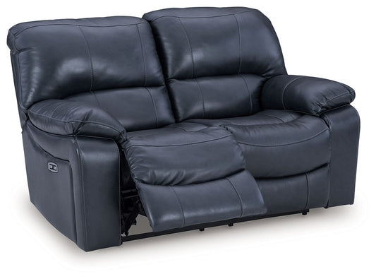 Leesworth - 3 Pc. - Power Reclining Sofa, Power Reclining Loveseat, Power Rocker Recliner - Ocean - Hornell Furniture Outlet