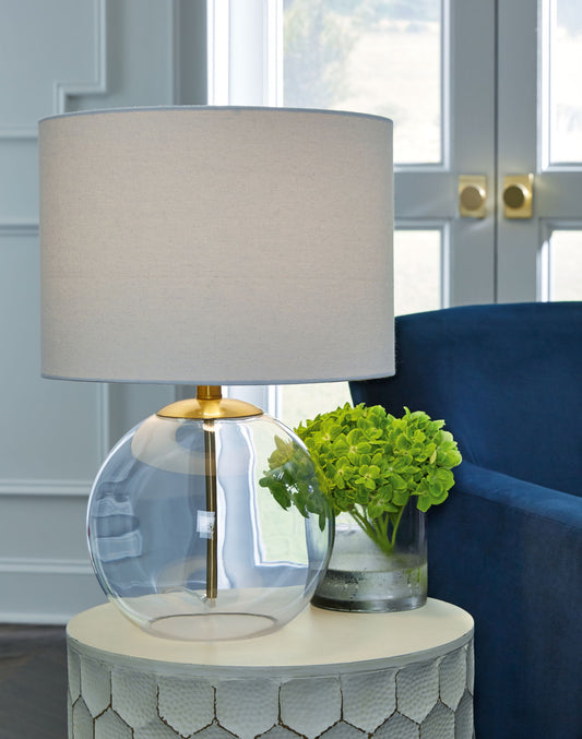 Samder - White - Glass Table Lamp - Hornell Furniture Outlet