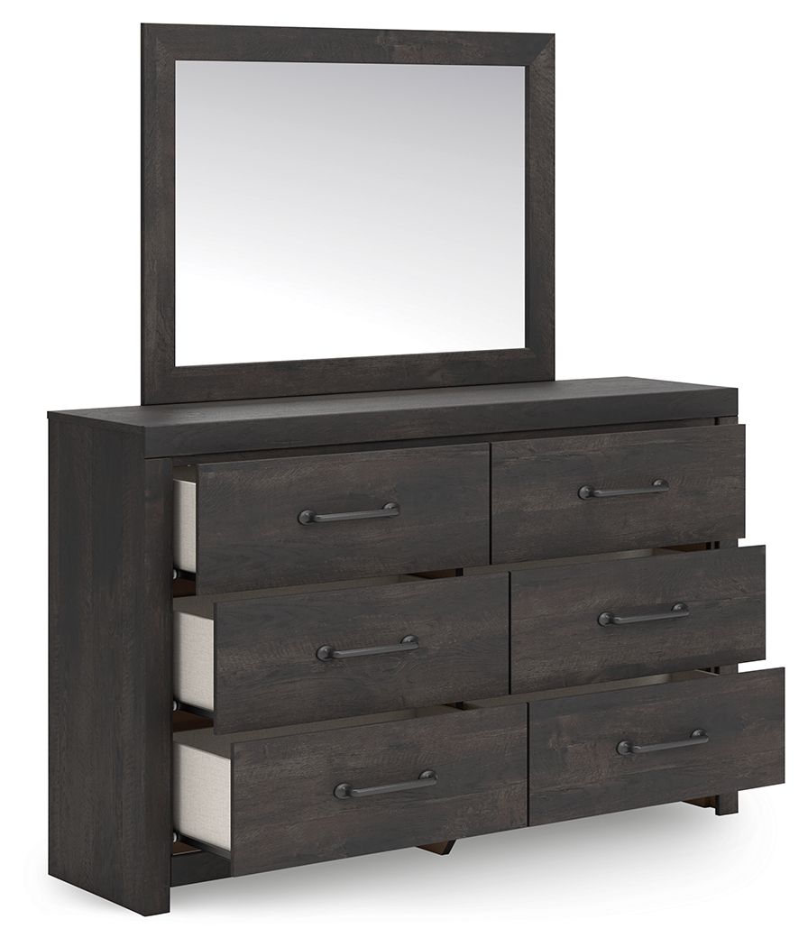 Hollivern - Dark Gray - Dresser And Mirror - Hornell Furniture Outlet