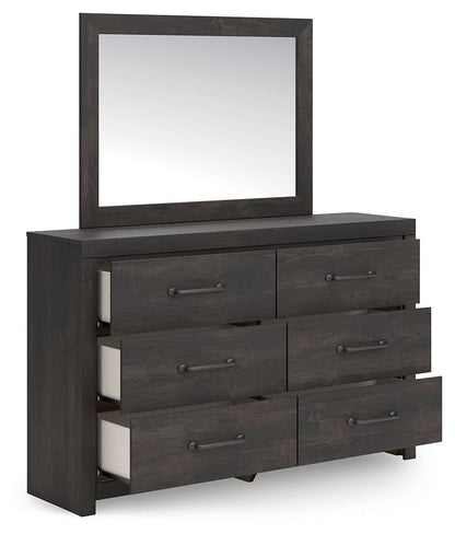 Hollivern - Dark Gray - Dresser And Mirror - Hornell Furniture Outlet