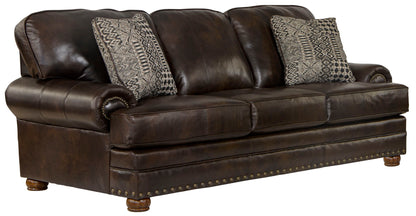 Roberto - Leather Sofa - Cocoa - Hornell Furniture Outlet