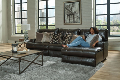 Como - 3 Piece Italian Leather Match Reclining Sectional - Hornell Furniture Outlet