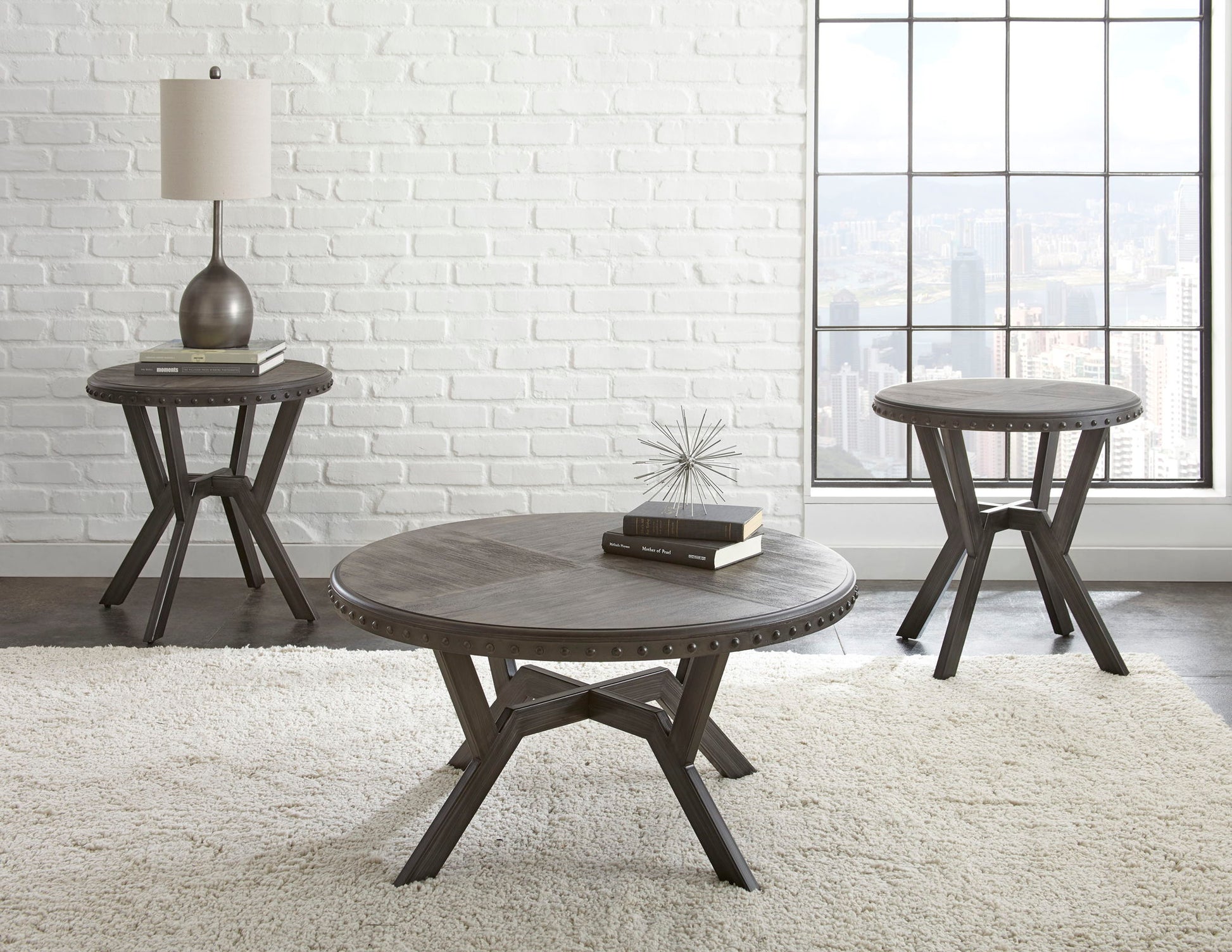 Alamo - Round Cocktail Table - Gray - Hornell Furniture Outlet