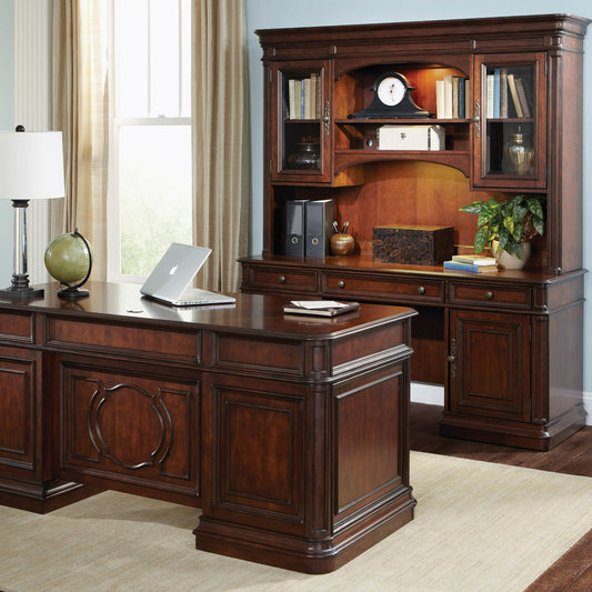 Brayton Manor - 5 Piece Home Office Jr Executive Set - Dark Brown - Hornell Furniture Outlet