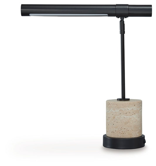 Vinmour - Brown / Beige - Metal Desk Lamp - Hornell Furniture Outlet