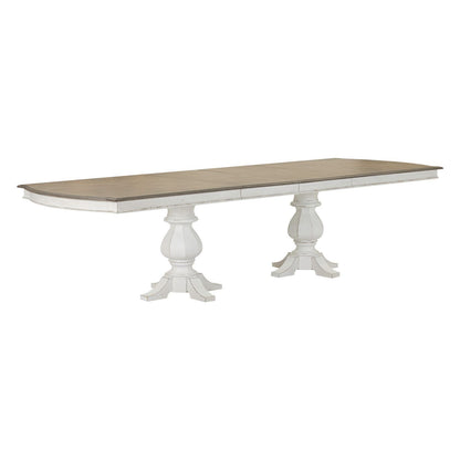 Magnolia Manor - Double Pedestal Table - White - Hornell Furniture Outlet