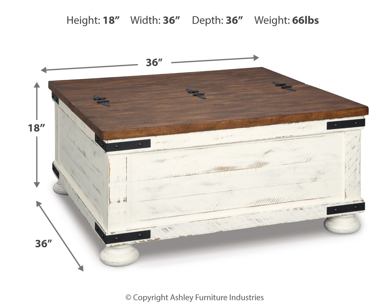 Wystfield - Cocktail Table with Storage - White / Brown - Hornell Furniture Outlet