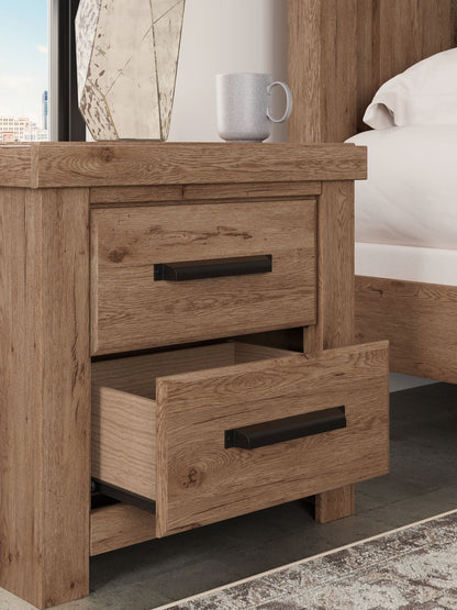 Oliandon - Two Drawer Night Stand - Light Brown - Hornell Furniture Outlet