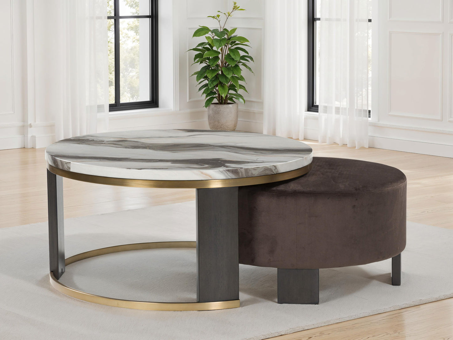 Jazmore - Brown / Brass Finish - Nesting Cocktail Tables (Set of 2) - Hornell Furniture Outlet