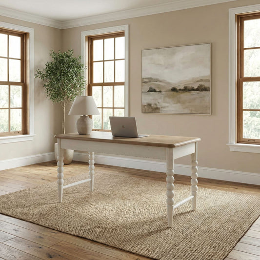 Turnberry Park - Writing Desk - Washed White & Toasted Oat - Hornell Furniture Outlet