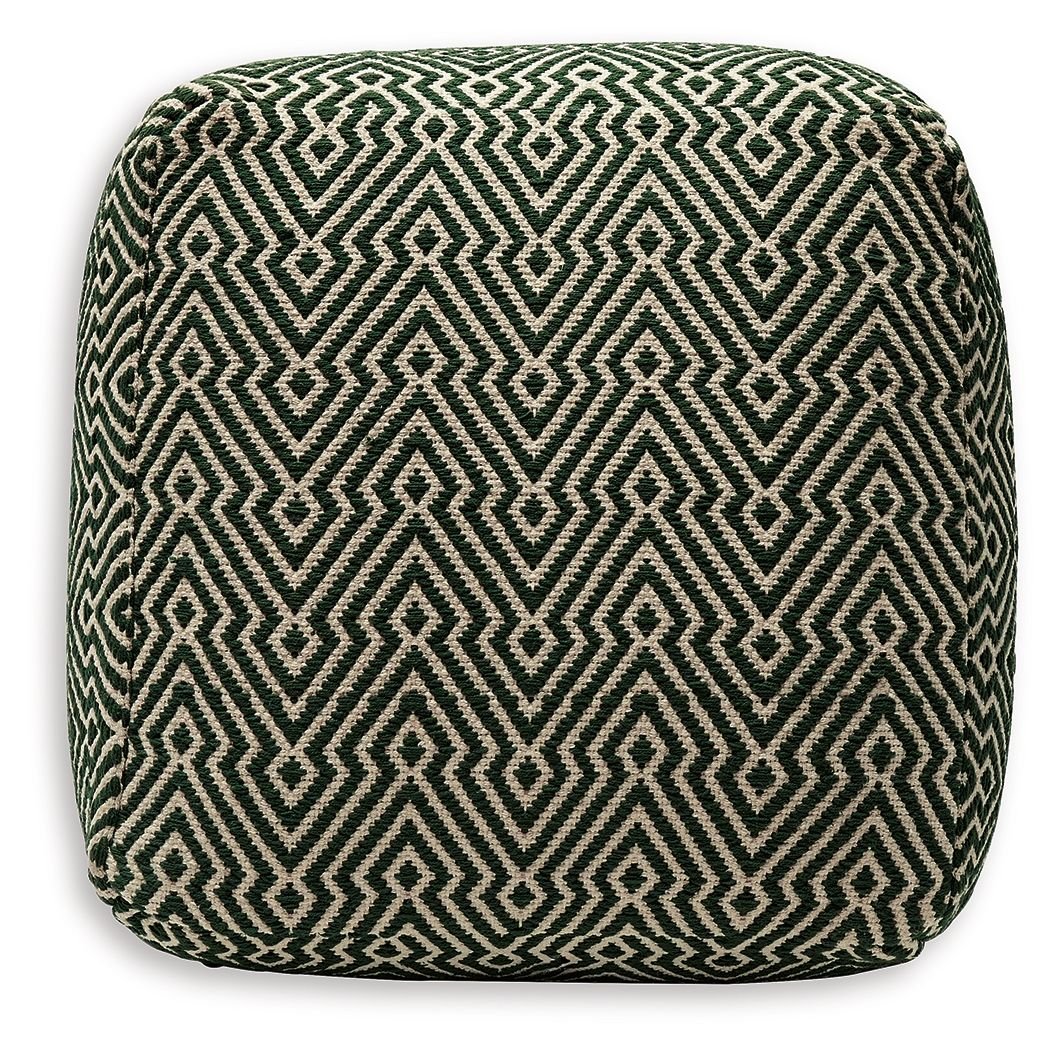 Abacy - Green / Ivory - Pouf - Hornell Furniture Outlet