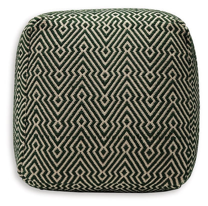 Abacy - Green / Ivory - Pouf - Hornell Furniture Outlet