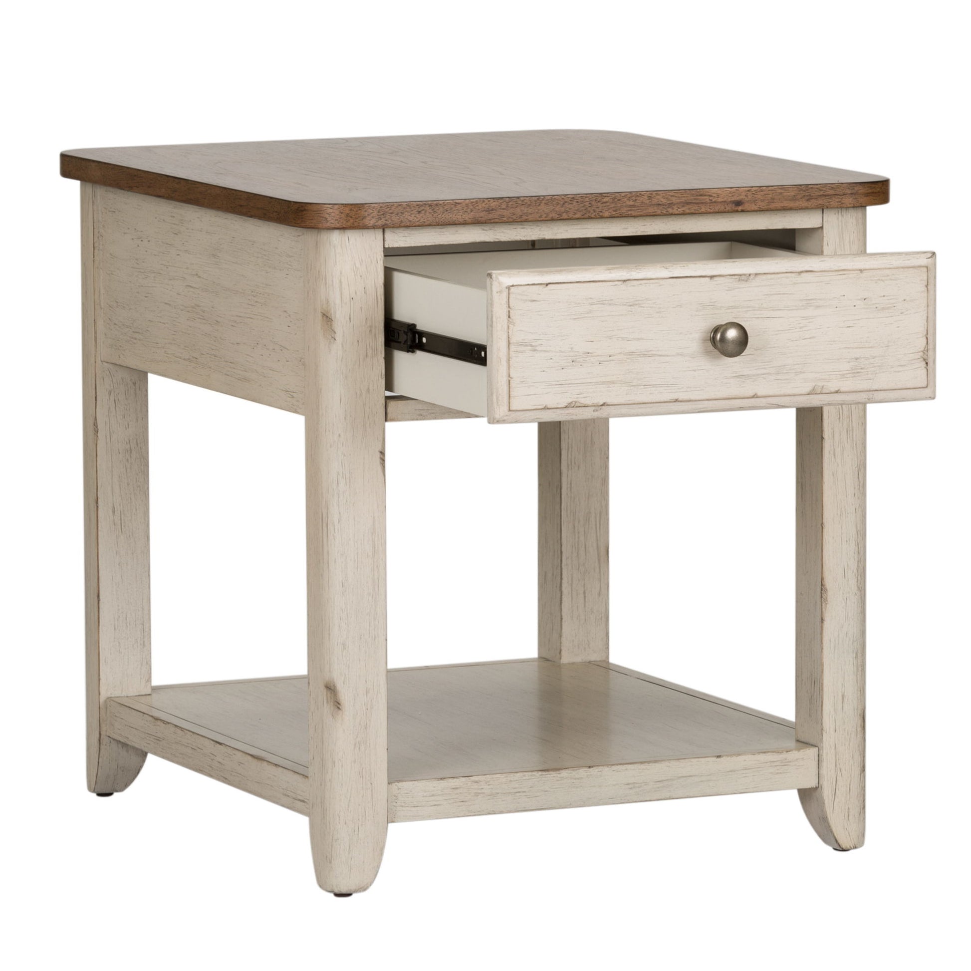 Farmhouse Reimagined - End Table With Basket - White - Hornell Furniture Outlet