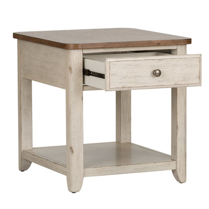 Farmhouse Reimagined - End Table With Basket - White - Hornell Furniture Outlet