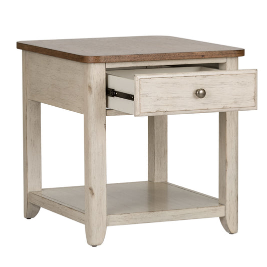 Farmhouse Reimagined - End Table With Basket - White - Hornell Furniture Outlet