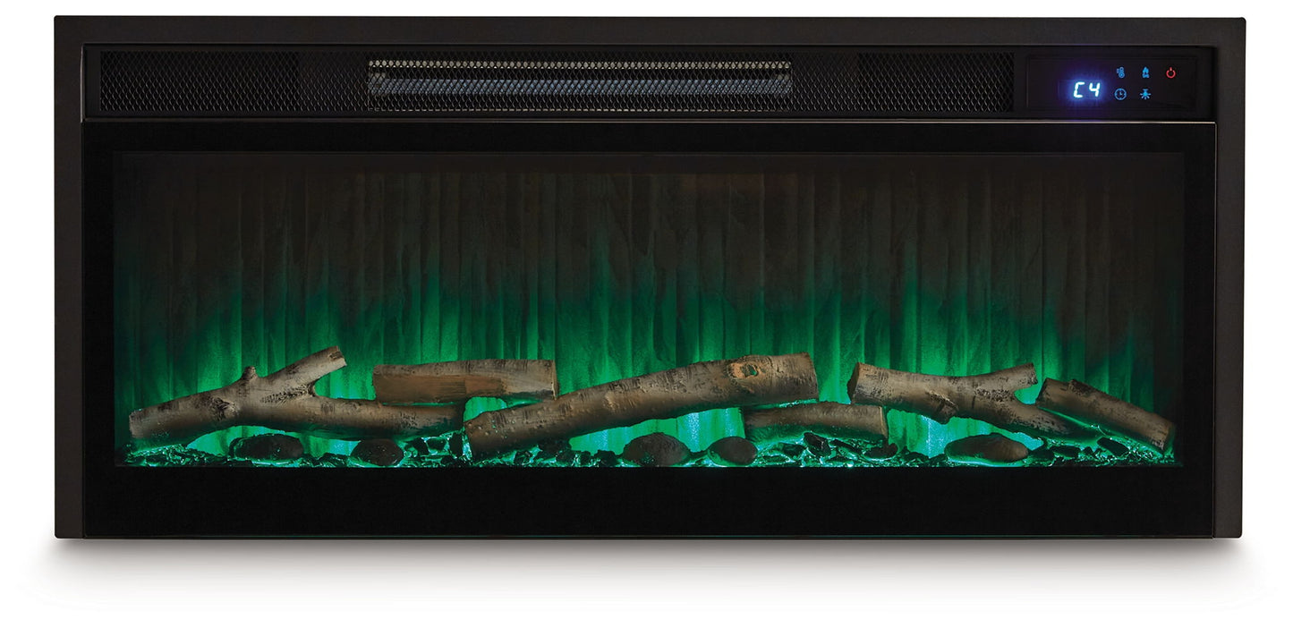 Entertainment Accessories - Black - Fireplace Insert With Faux Birch Log Set - Hornell Furniture Outlet