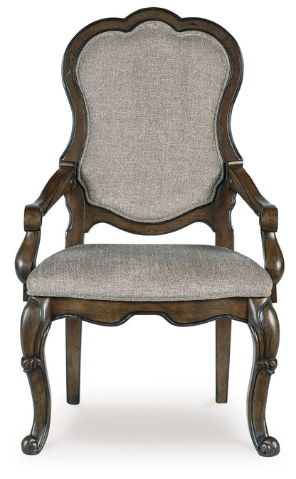 Maylee - Dark Brown - Dining Upholstered Arm Chair (Set of 2) - Hornell Furniture Outlet