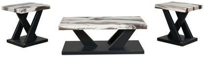 Cendill - Dark Brown / White / Black - Occasional Table Set (Set of 3) - Hornell Furniture Outlet