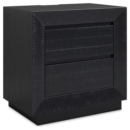 Londer - Black - Two Drawer Night Stand - Hornell Furniture Outlet