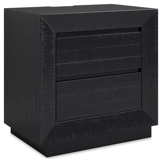 Londer - Black - Two Drawer Night Stand - Hornell Furniture Outlet