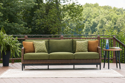 Horizon Hall - Brown / Green - Sofa With Cushion - Hornell Furniture Outlet