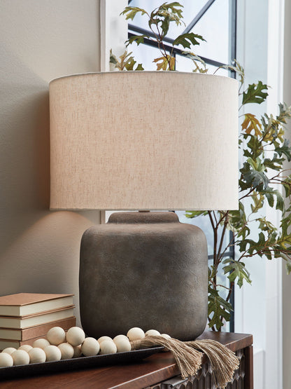 Zandophen - Metal Table Lamp - Antique Gray - Hornell Furniture Outlet