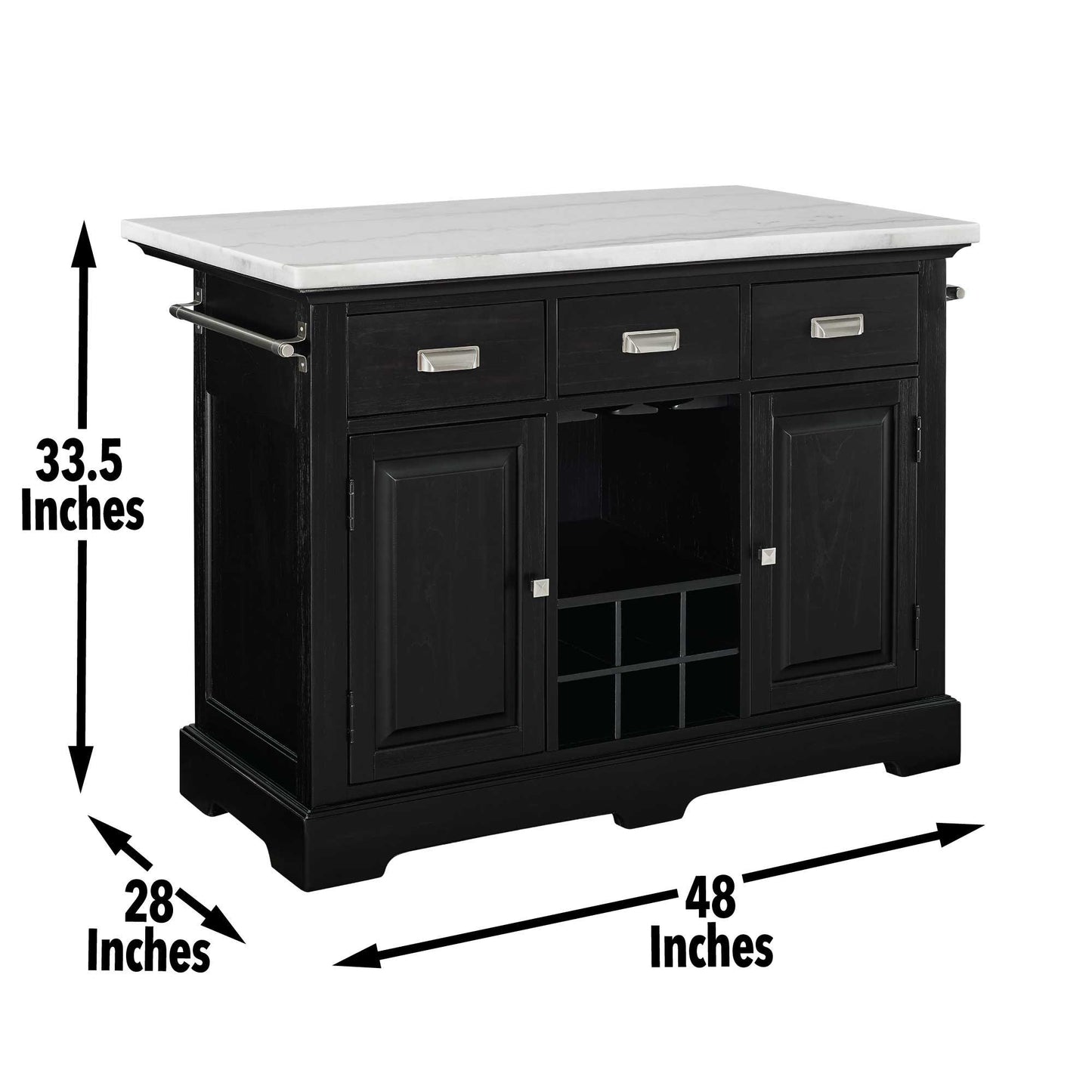 Aspen - Kitchen Island - Black - Hornell Furniture Outlet