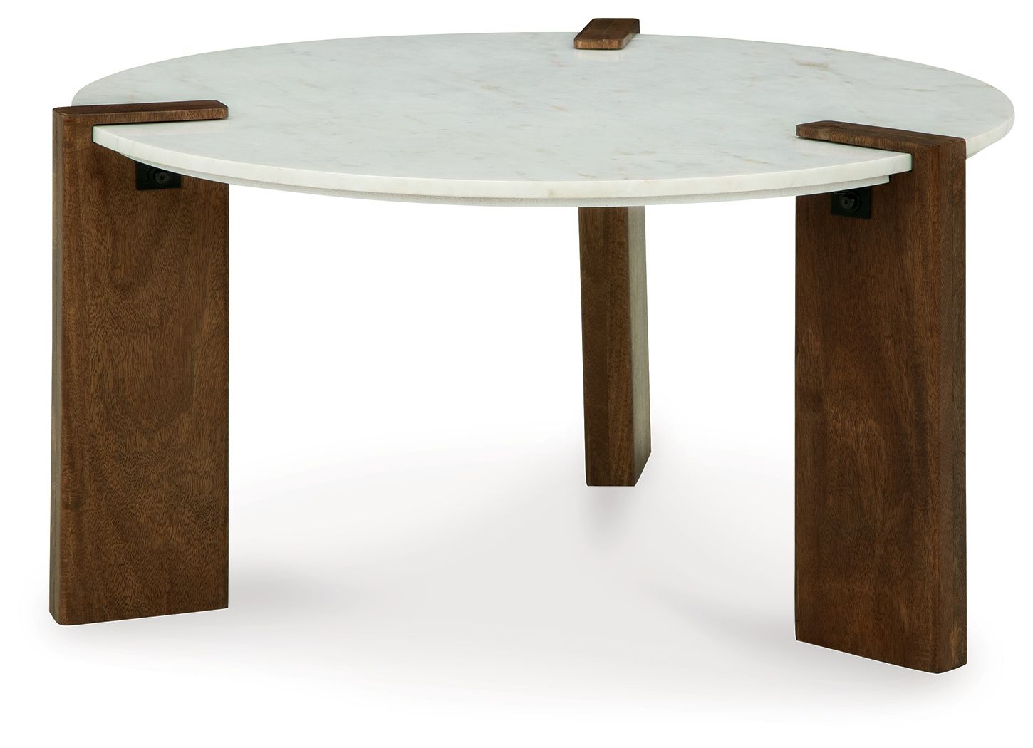 Isanti - White / Brown - Round Cocktail Table - Hornell Furniture Outlet