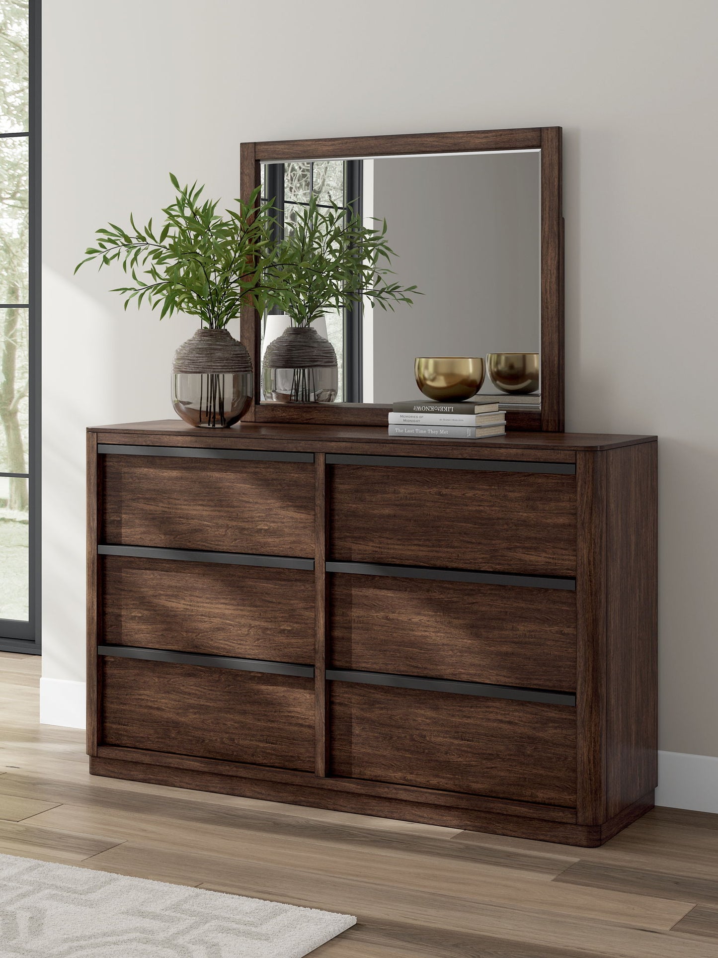 Dilenno - Dark Brown - Dresser And Mirror - Hornell Furniture Outlet