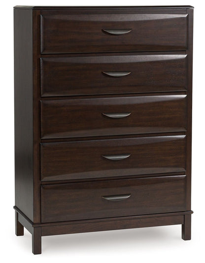 Vanmore - Dark Brown - Five Drawer Chest - Hornell Furniture Outlet