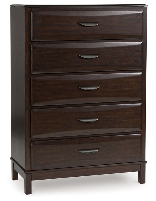 Vanmore - Dark Brown - Five Drawer Chest - Hornell Furniture Outlet