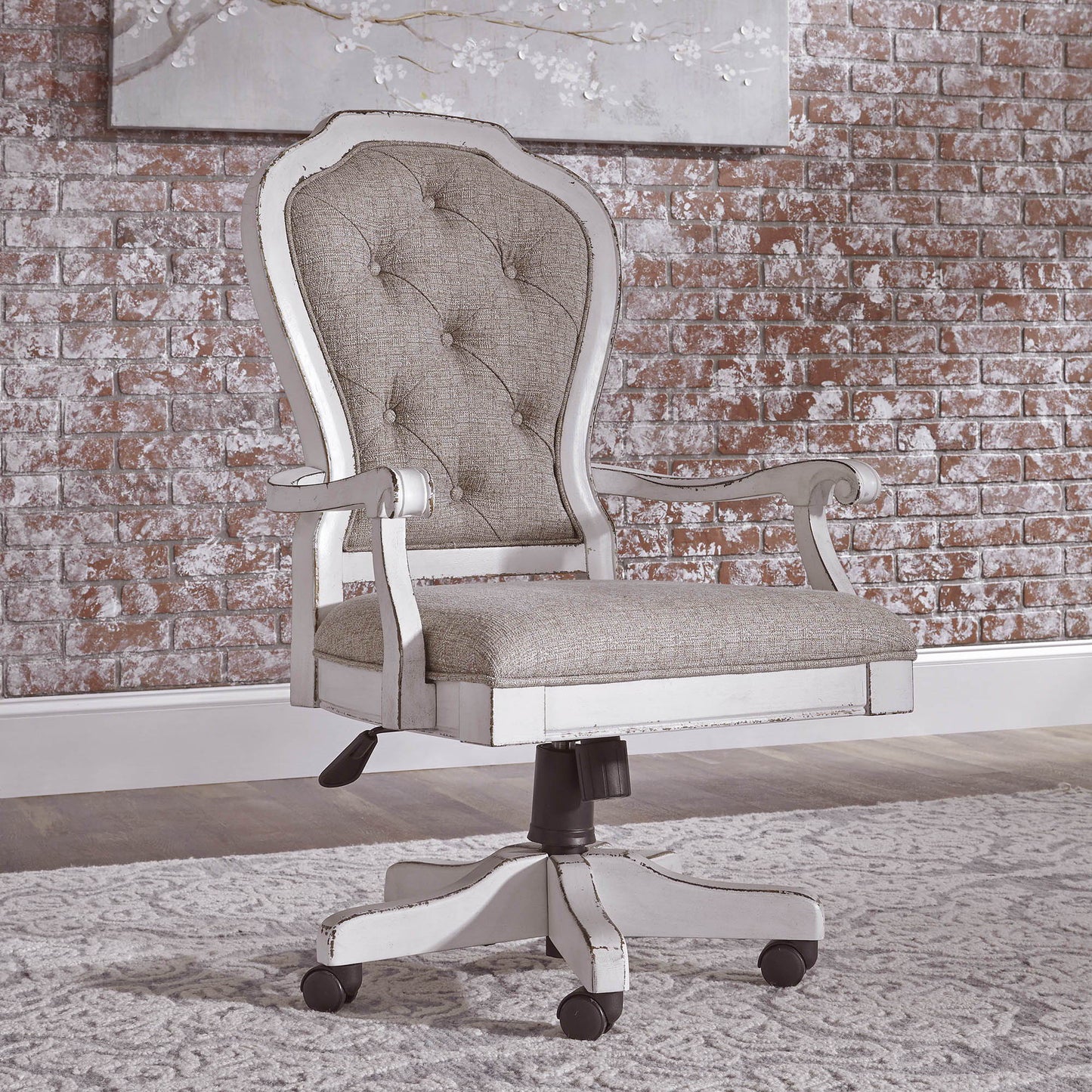 Magnolia Manor - Jr Executive Desk Chair - White - Hornell Furniture Outlet