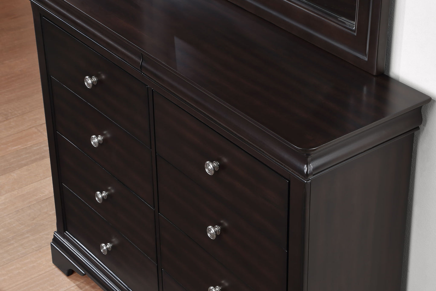 Dominique - 2 Piece Dresser And Mirror - Dark Brown - Hornell Furniture Outlet