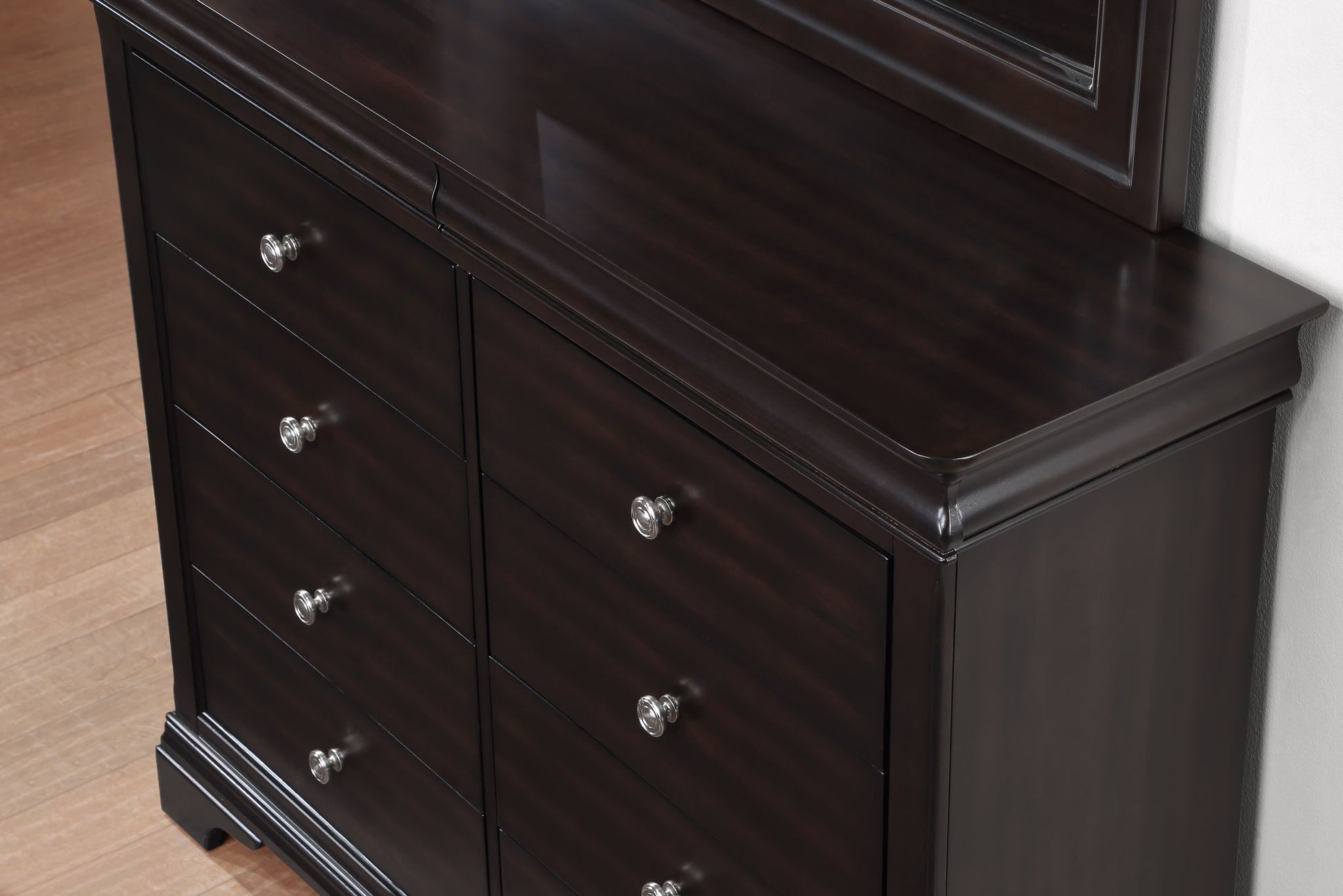 Dominique - 2 Piece Dresser And Mirror - Dark Brown - Hornell Furniture Outlet