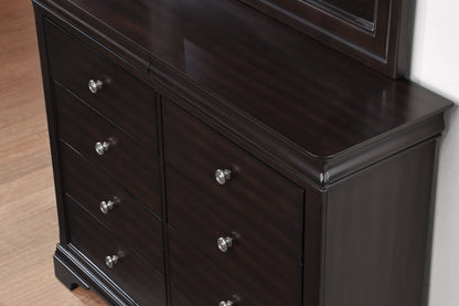 Dominique - 2 Piece Dresser And Mirror - Dark Brown - Hornell Furniture Outlet