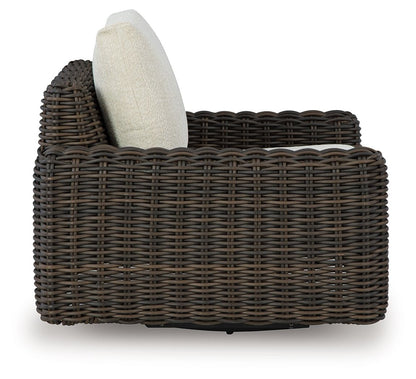 Kimora - Beige / Dark Brown - Swivel Glider Lounge With Cushion - Hornell Furniture Outlet